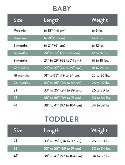 N Me Size Chart