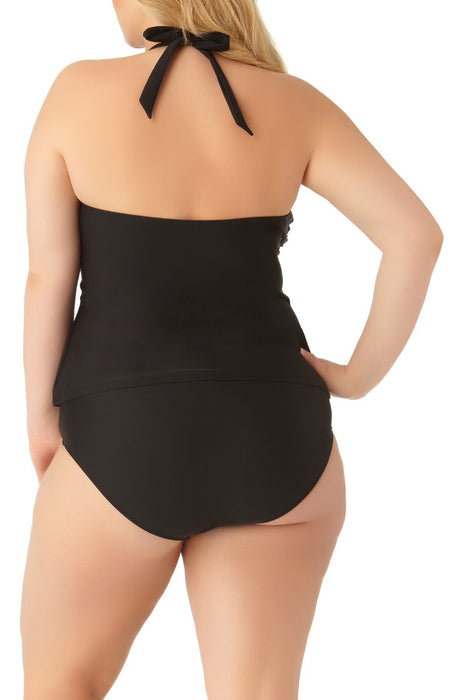 Lands' End Women's Chlorine Resistant Tummy Control Square Neck Underwire  Tankini Swimsuit Top Adjustable Strap