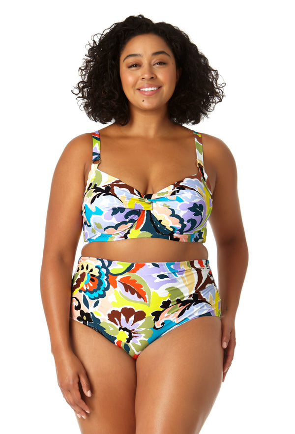 Anne Cole Berry Plus Size Twist-Front Strapless Tankini Swim Top, US 18W