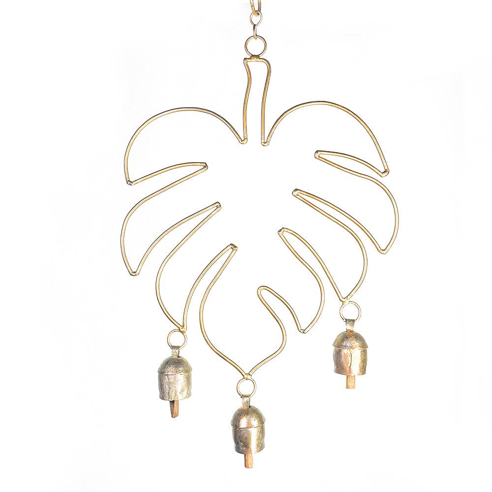 Golden Monstera Frame Chime