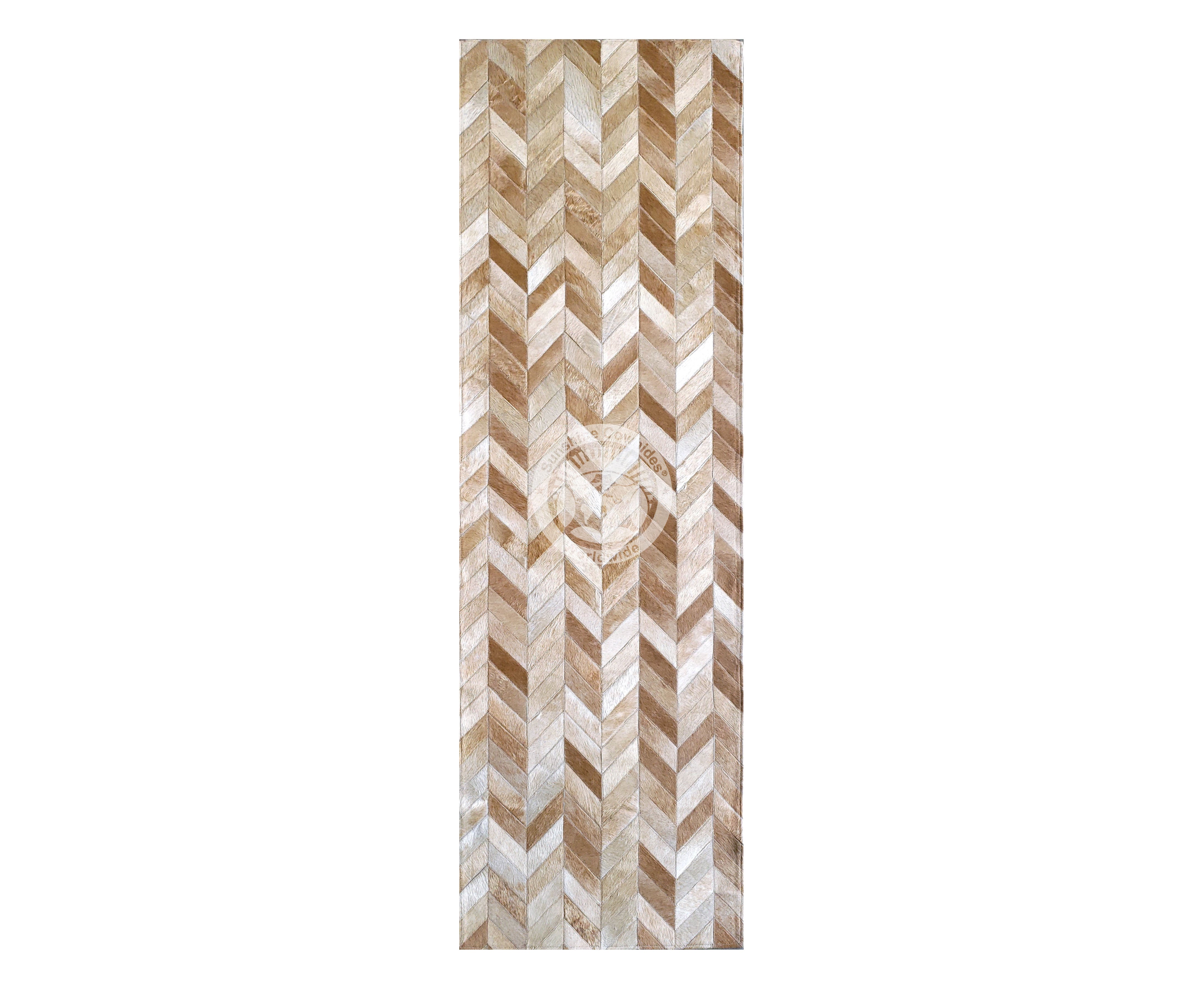 Beige - Designer Rug - Runner - Chevron