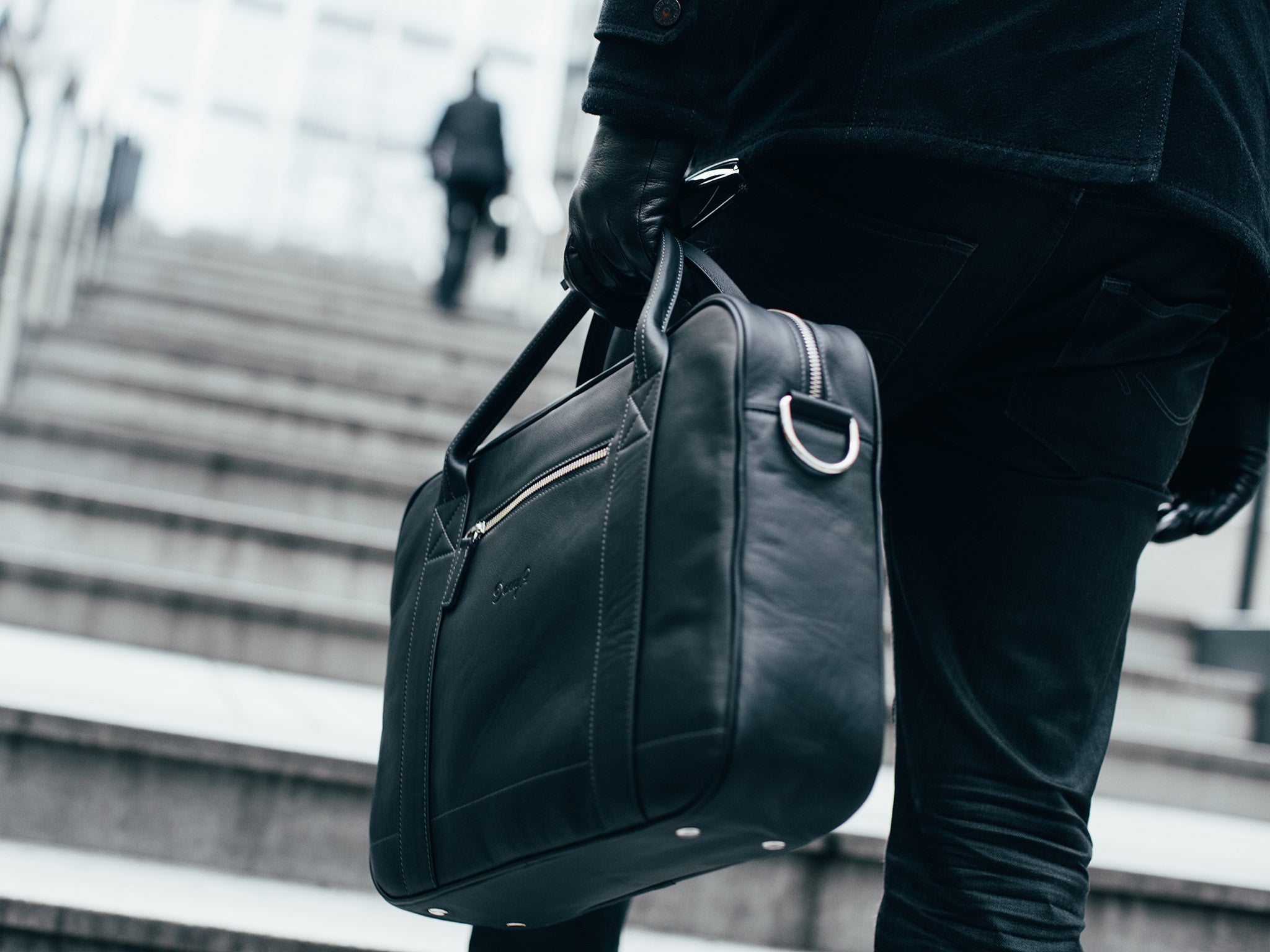 Leather messenger bag black by Danny P.