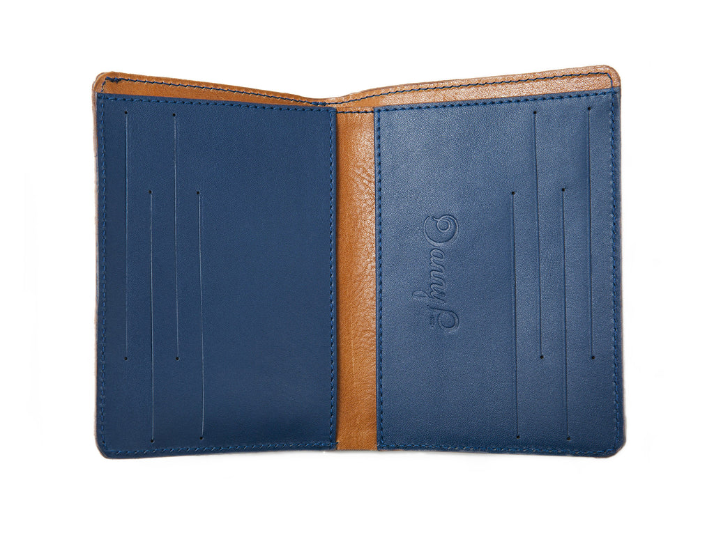 Leather wallet with iPhone 5 case pocketbook brown/blue by Danny P.