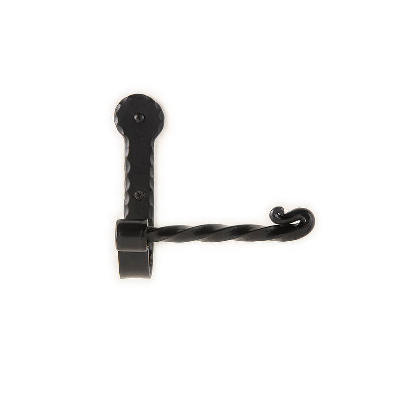 Black Hand Wrought Iron Toilet Paper Holder Black Curled End