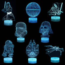 Lade das Bild in den Galerie-Viewer, Star Wars R2D2 BB-8, Darth Vader, Todesstern 3D Lampe Nachtlicht kaufen

