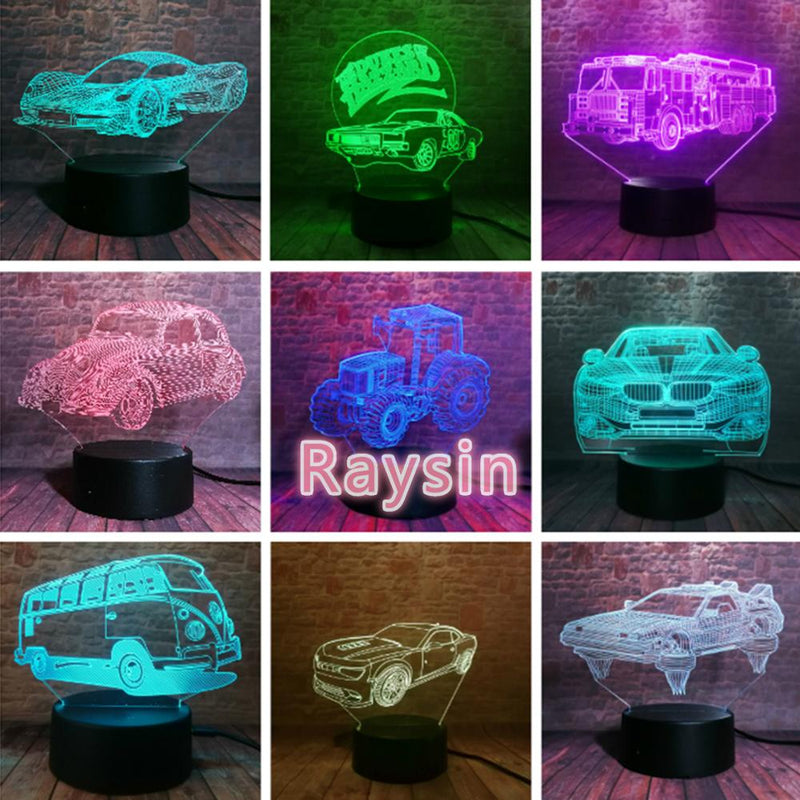 3D LED Lampe im Auto Design - Verschiedene Marken - Magischer Farbwechsel -  Sportwagen / 7 Farben Touch