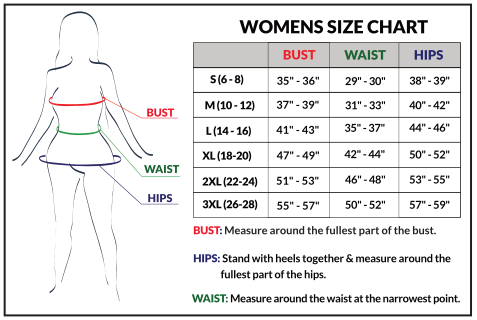 Turtle Bay Apparel - Women's Size chart