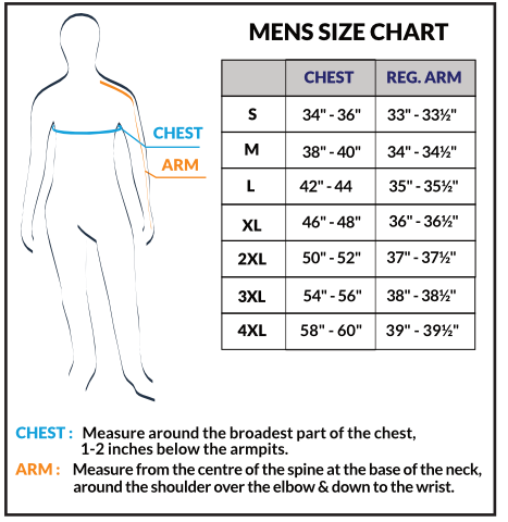 Turtle Bay Apparel - Men's Size Chart