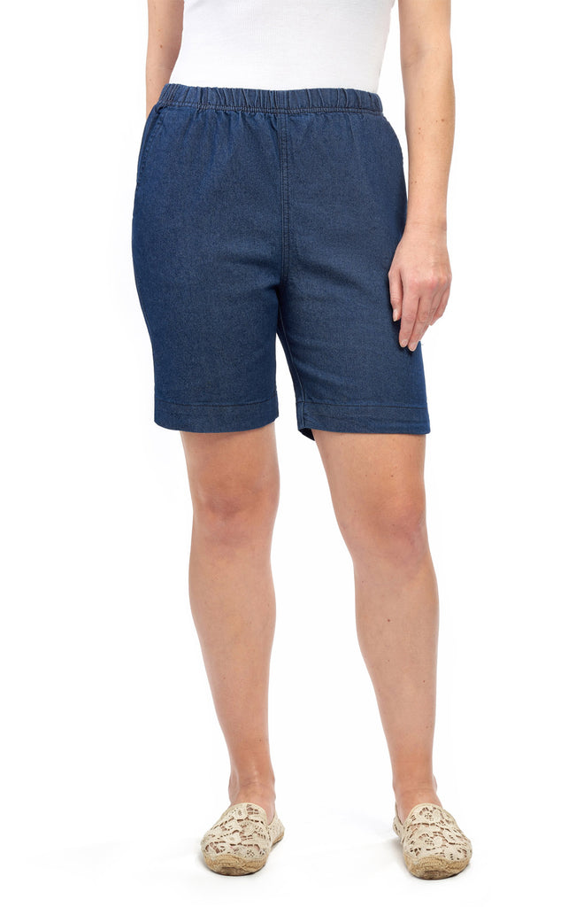 Women's Pull On Denim Shorts – Stretch Waist Frees You... – TURTLE BAY  APPAREL