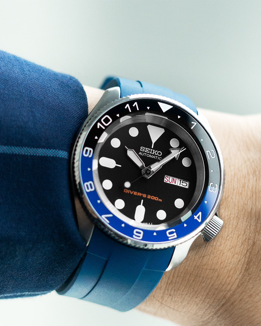 FKM RUBBER (CLASSIC) - FOR SEIKO SKX / SRPD / SSK - (BLUE, STEEL HARDW -  Monstraps