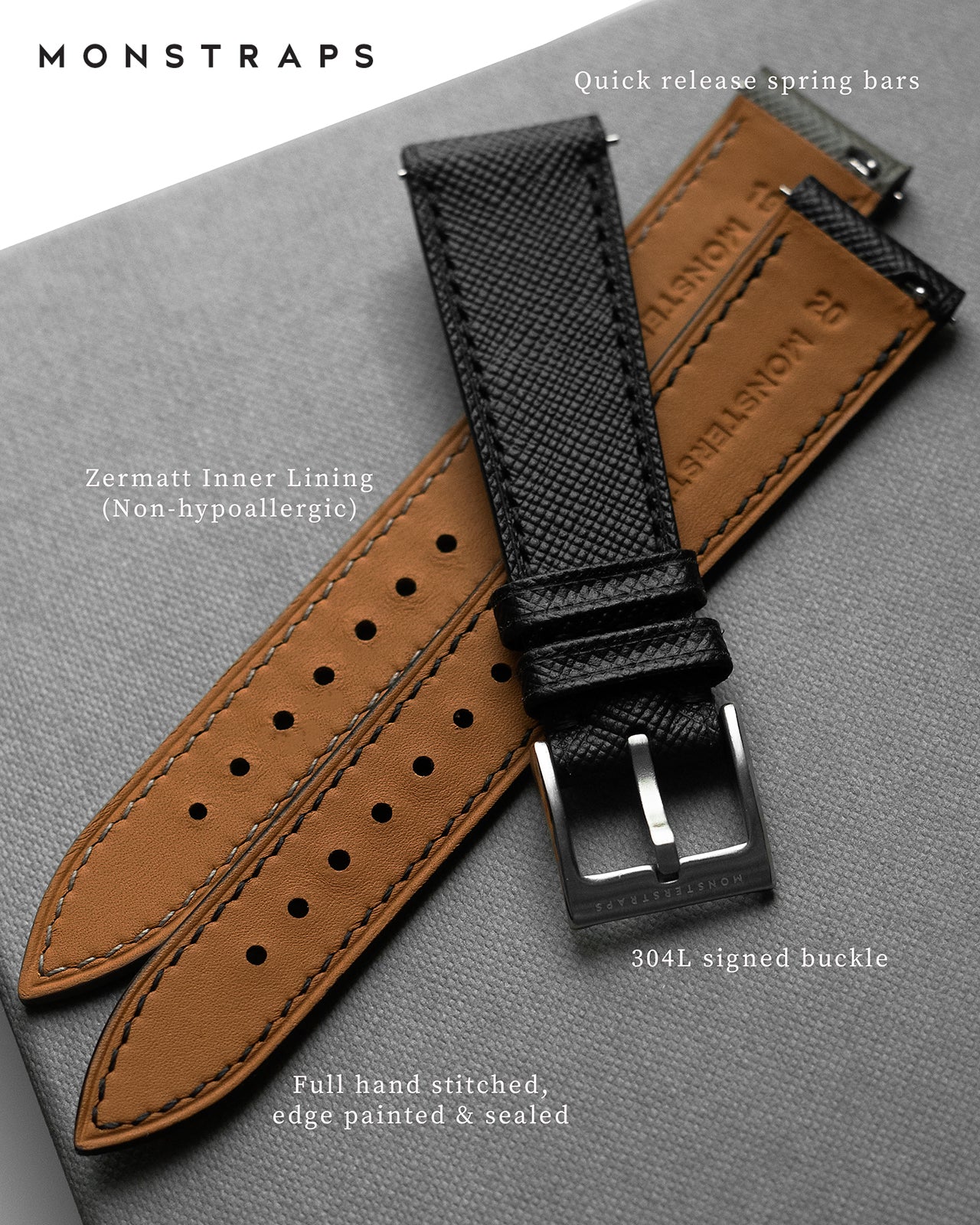 Alligator Leather Strap (Navy Blue, Semi-matte) - Monstraps