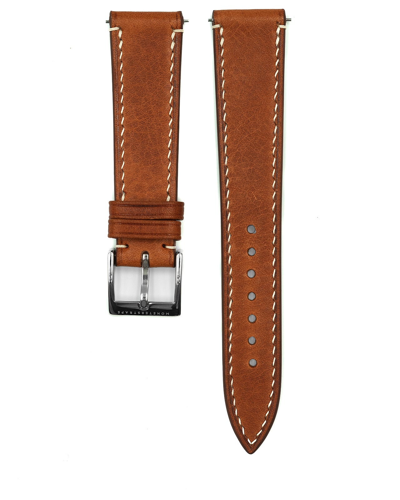 Herringbone Webbing Strap - Jade & Cognac Classic Leather