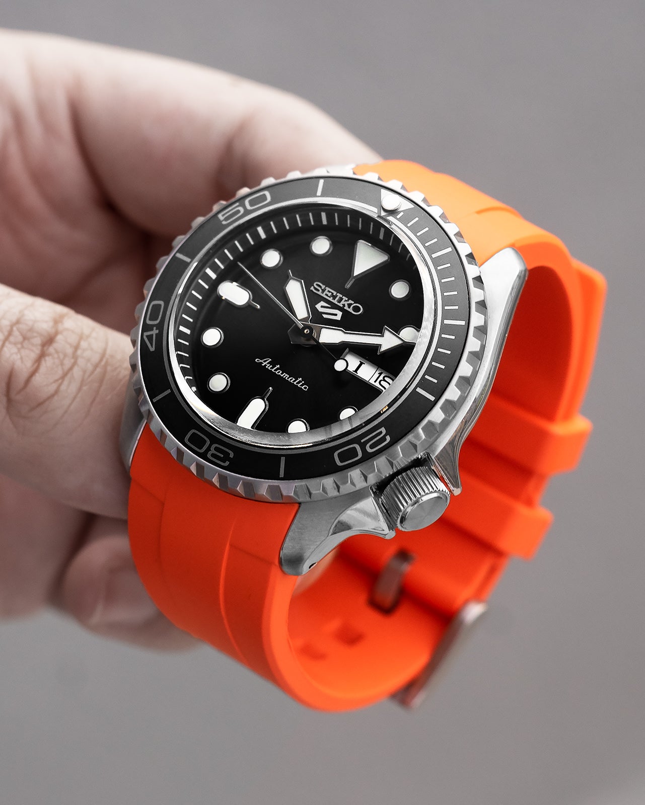 FKM RUBBER (CLASSIC) - FOR SEIKO SKX/SRPD / SSK - (ORANGE, STEEL HARDW -  Monstraps