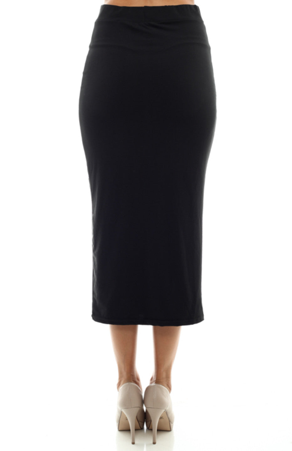 black bodycon midi skirt