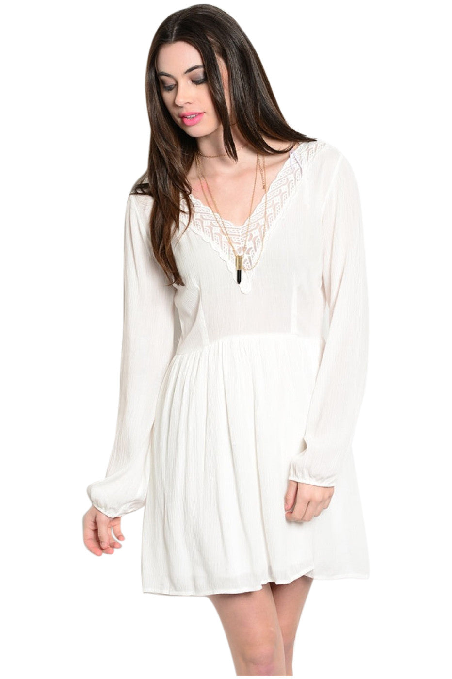 white long sleeve peasant dress