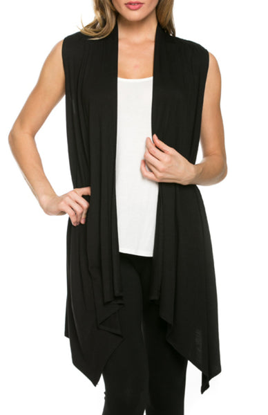 Draped Open Front Jersey Knit Vest – BodiLove Fashion Store