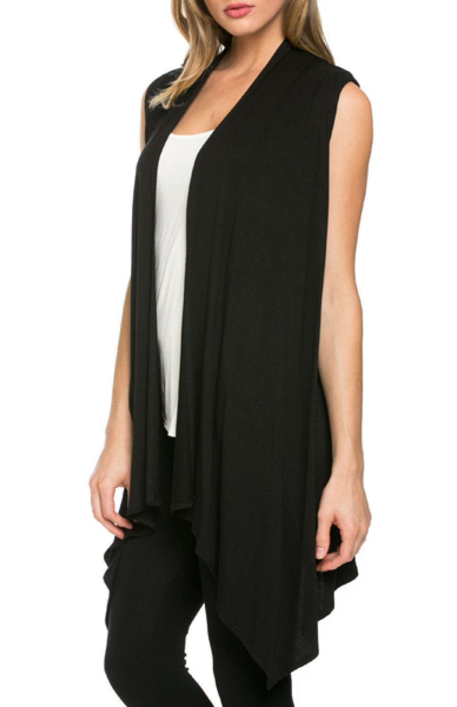 Draped Open Front Jersey Knit Vest – BodiLove Fashion Store