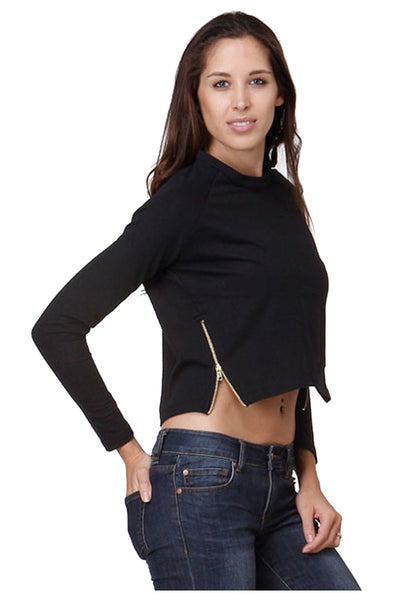 Long Sleeve Cropped Sweatshirt W/ Zippers – BodiLove Fashion Store