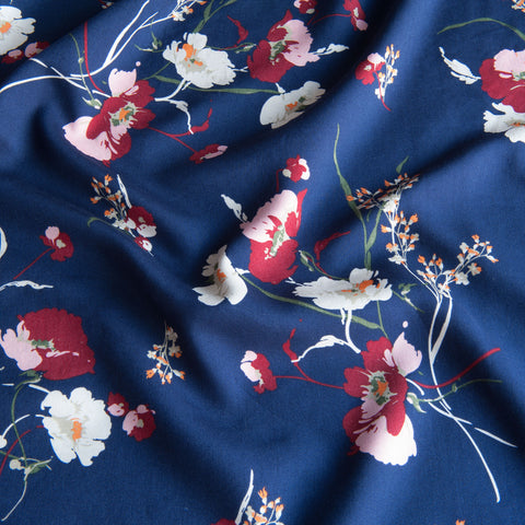 Nikki Viscose Fabric in Navy