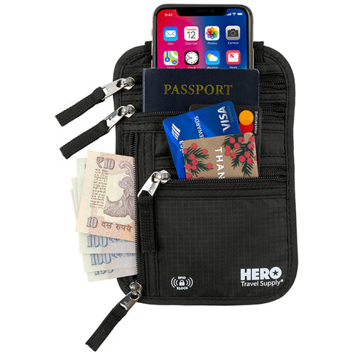 HERO Neck Wallet - RFID Blocking Passport Holder – HERO Travel Supply