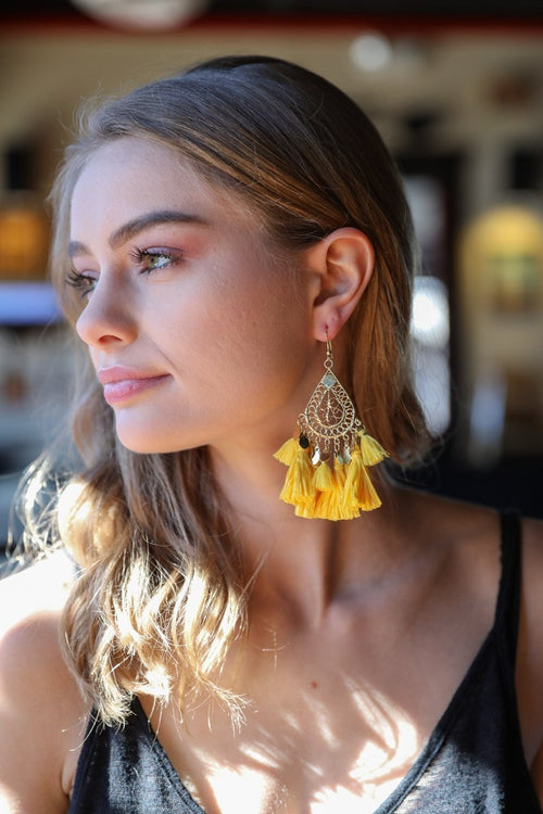 Layered Raffia Tassel Earrings  Tassel Collection