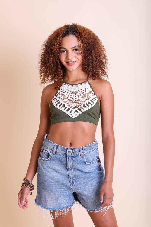Leto Collection - High Neck Netted Lace Bralette $40 – Thank you