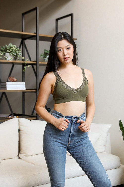 Lace Trim Padded Bralette $22 – Thank you - Leto Collection
