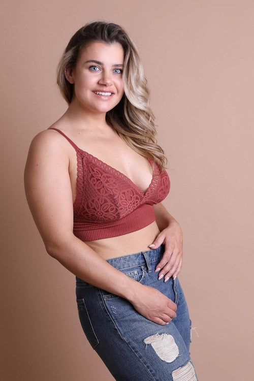 Plus Size Waistband Loop Lace Brami in Mocha