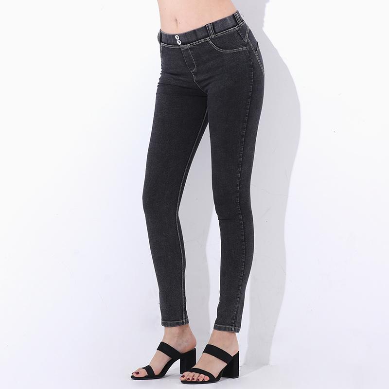 Skinny Low Waist Ladies Jeans Fake Pocket Boyfriend Black Jean ...