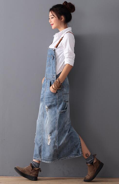 Spaghetti Strap Ripped Vintage Denim Dresses – lastrafashion