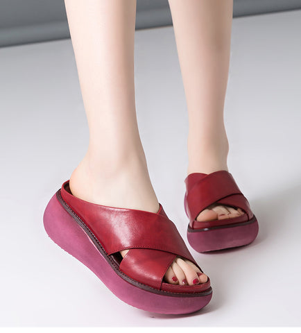 Sandals Soft Leather Wedges Shoes Platform