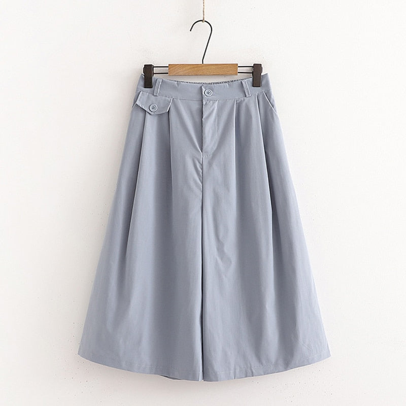 Cotton Midi Wide Leg Baggy Cropped Skirt Pants – lastrafashion