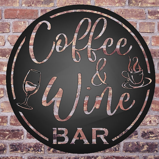 Nightingale Metal Design - Coffee & Wine Bar Round Metal Wall Sign