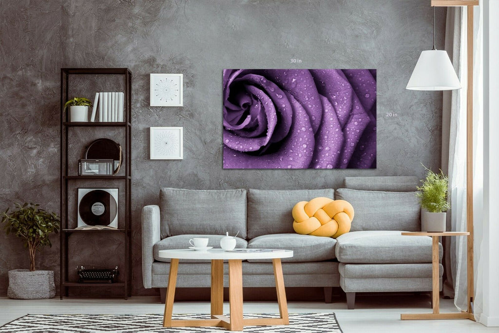 Purple drop Rose Flower Canvas Wall Art Picture Print