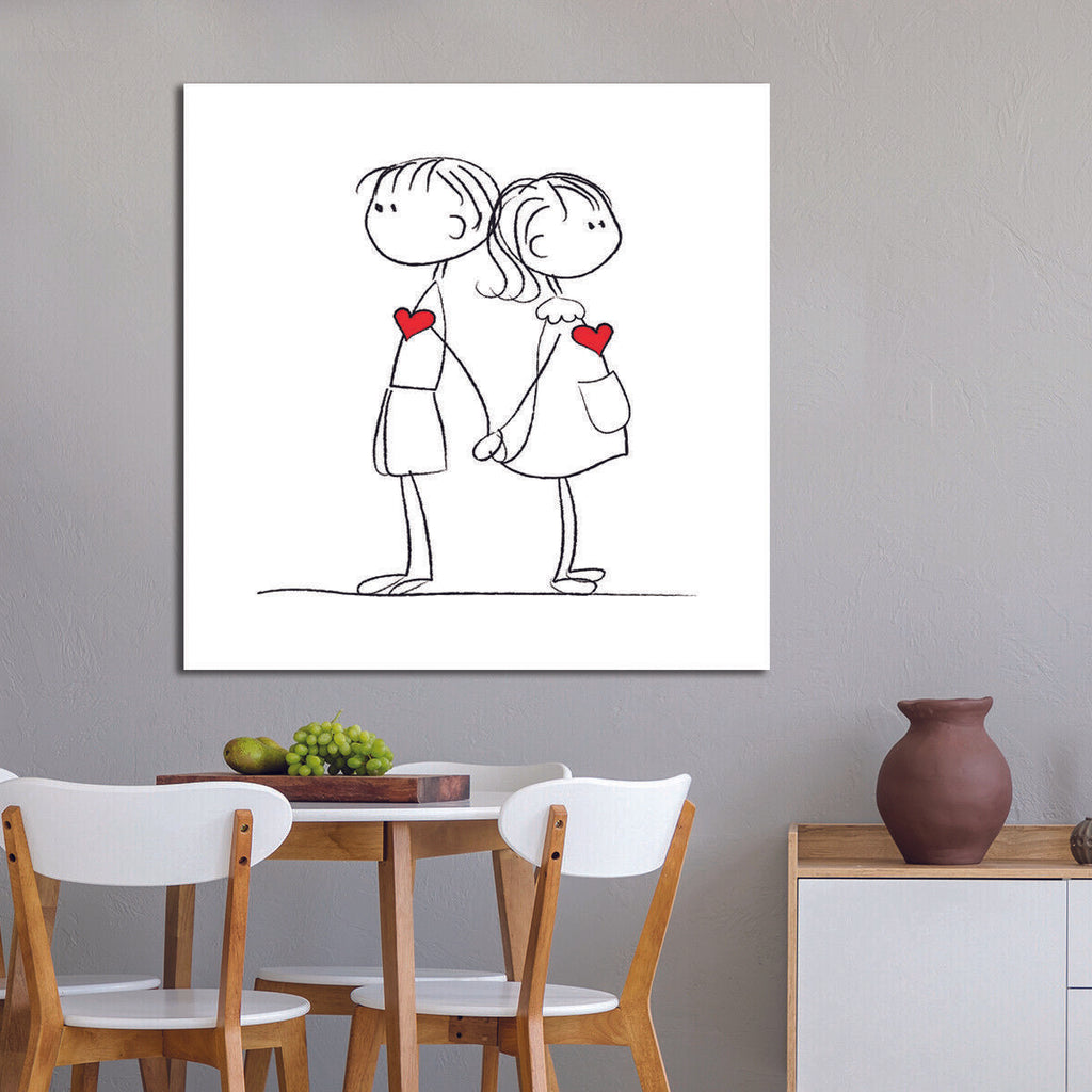 love boy and girl holding hands Canvas Wall Art Picture Print