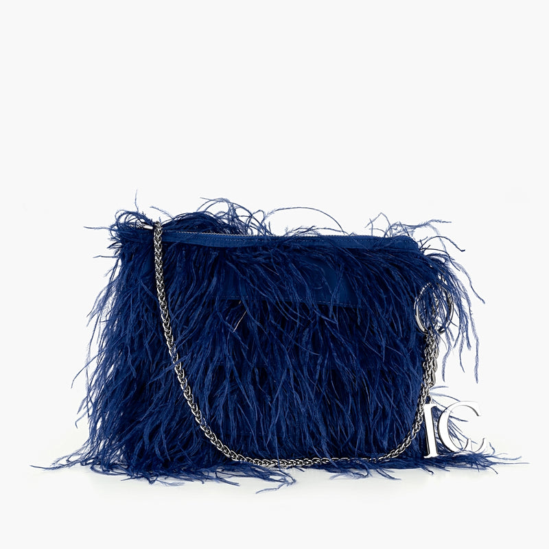 FEATHER Pochette - Navy and Black