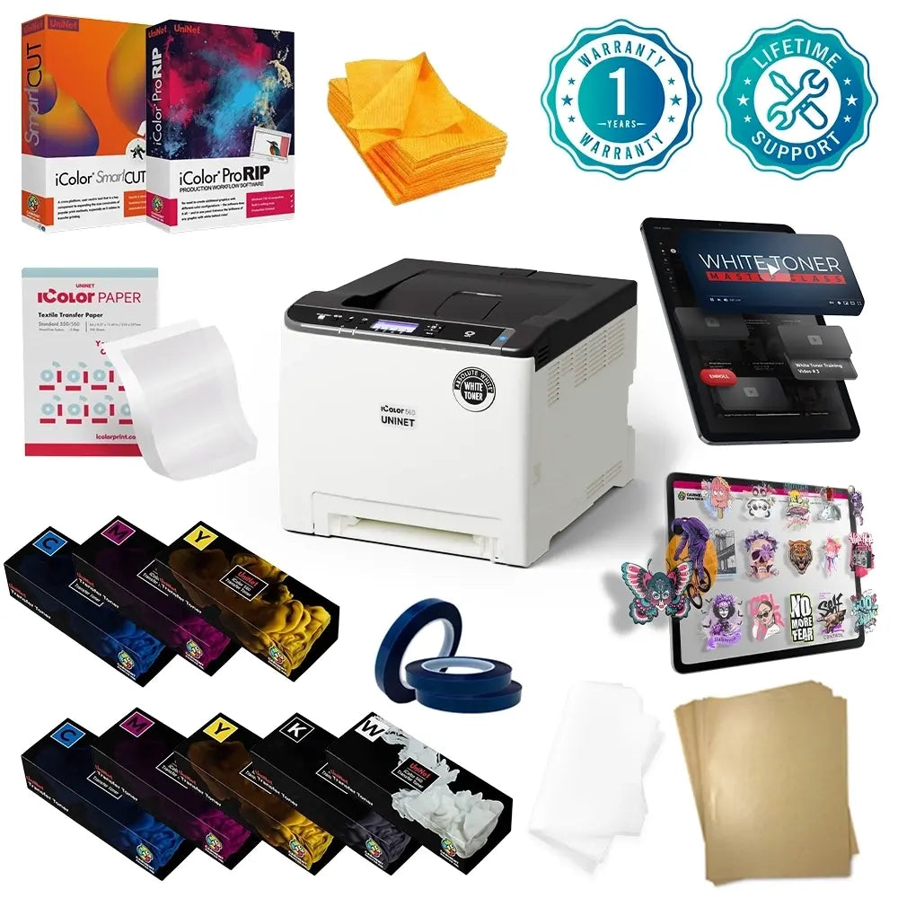 Uninet iColor 650 White Transfer Printer w/ Textile Bundle, Software