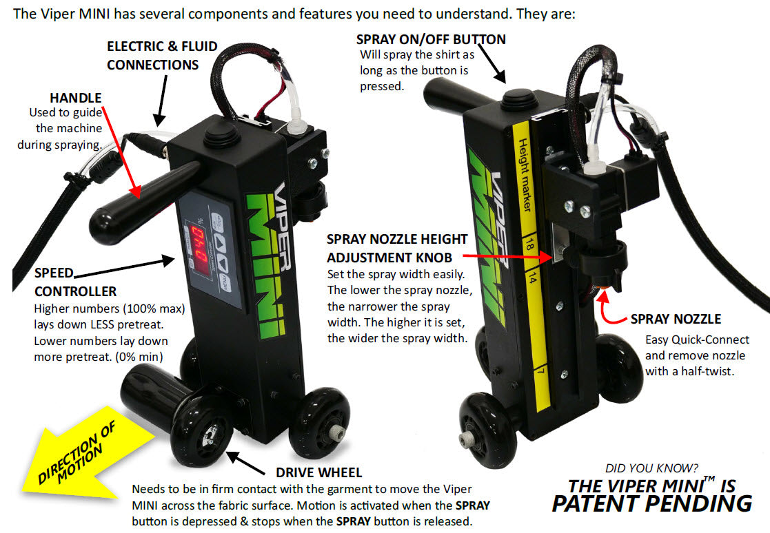 Viper MINI pretreatment machine DTG features