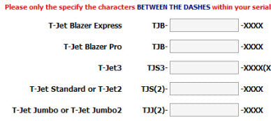 fast t jet serial number