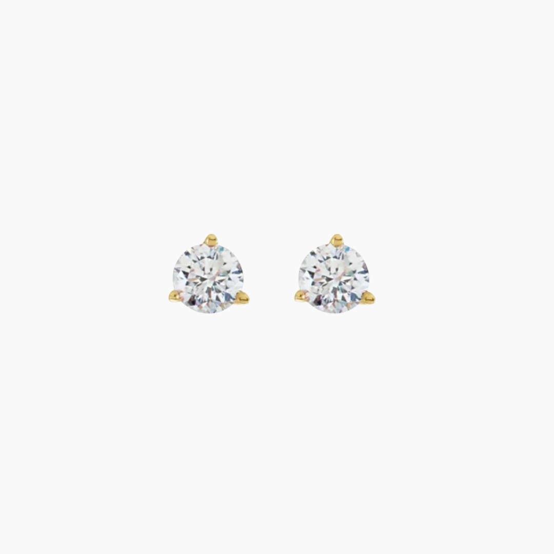 Image of Nia Three Prong Solitaire Diamond Stud Earring