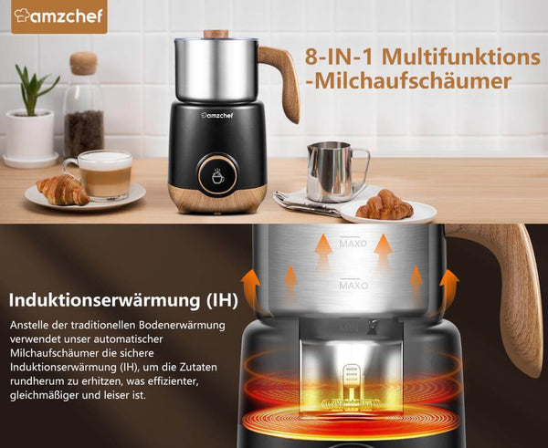 AMZCHEF 8-IN-1 Automatischer Milchaufschäumer