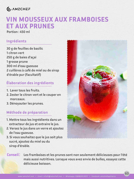 VIN MOUSSEUX AUX FRAMBOISES ET AUX PRUNES