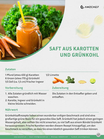 Saft aus Karotten und Grünkohl