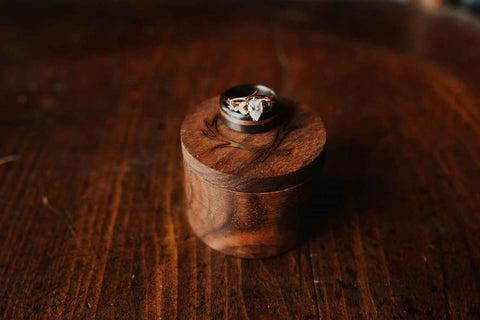 custom engagement ring and matching men's wedding band