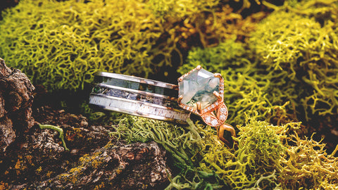 "Lucy In The Sky" Moss Agate Engagement Ring