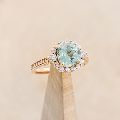 "Ophelia" Lab-Created Green Sapphire Engagement Ring With Diamond Accents
