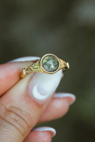 "Selene" Moss Agate Engagement Ring