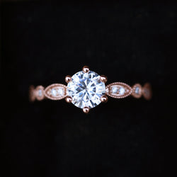 ROUND MOISSANITE RING WITH DIAMOND 