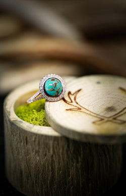 ROUND TURQUOISE ENGAGEMENT RINGS WITH 