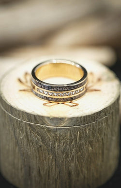 14K GOLD RING WITH DIAMONDS, ANTLER 